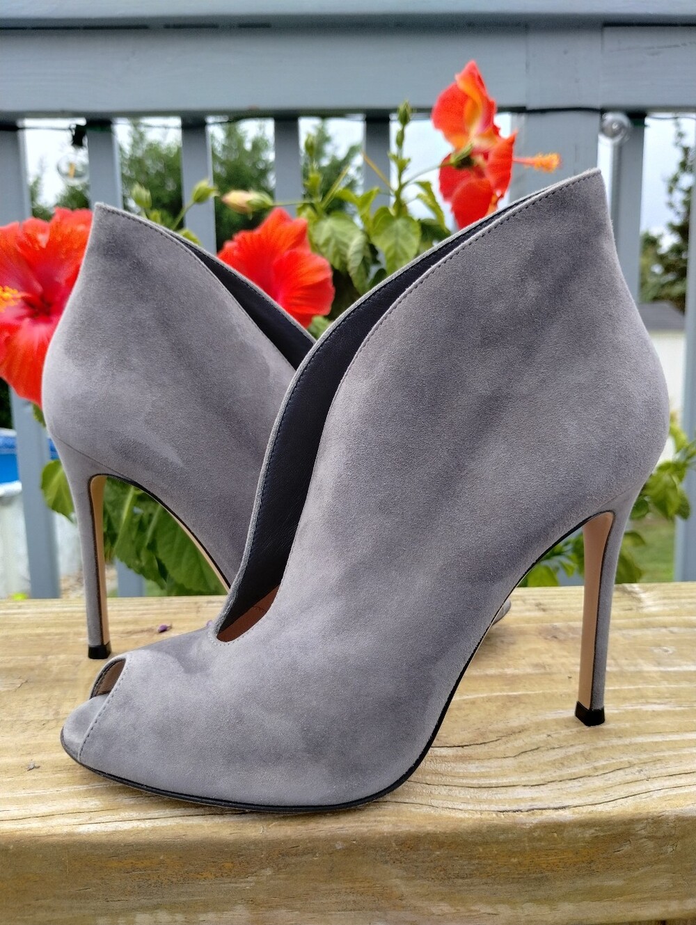 Gianvito Rossi Vamp Peep Toe Booties 6